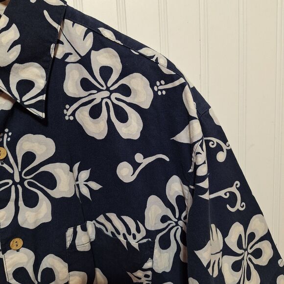Pacific Scene Mens Hawaiian Print Short Sleeve Shirt Sz L Button Front Cotton - Picture 3 of 8
